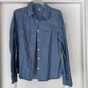 Blue button down shirt. Girl size L